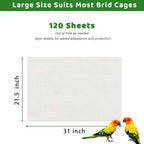 ZIQON 120 Pcs Bird Cage Liner Papers Big Size Cage Paper Liners Disposable Cage - Image 2