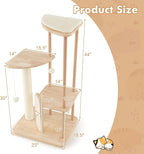 Tangkula Wood Cat Tree for Indoor Cats, Padded Perch, Hanging Toy, Minimalist - Image 4