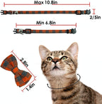 Cat Collar Breakaway with Bell and Bow Tie, Plaid Design Adjustable Safety - Image 7