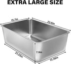 2 Pack Stainless Steel Cat Litter Box, 23.6"x15.8"x8" XXL Stainless Steel - Image 2