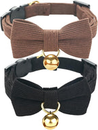 Soft Corduroy Cat Collar, Plaid Pattern, by Petiry