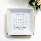 Custom Date Calendar Ring Dish Engagement Gift, Announcement Engaged Trinker - Image 2