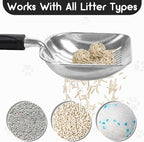 Cat Litter Scoop, Metal Cat Scooper, Plastic Handle Scoop, Sifting Shovel – - Image 3