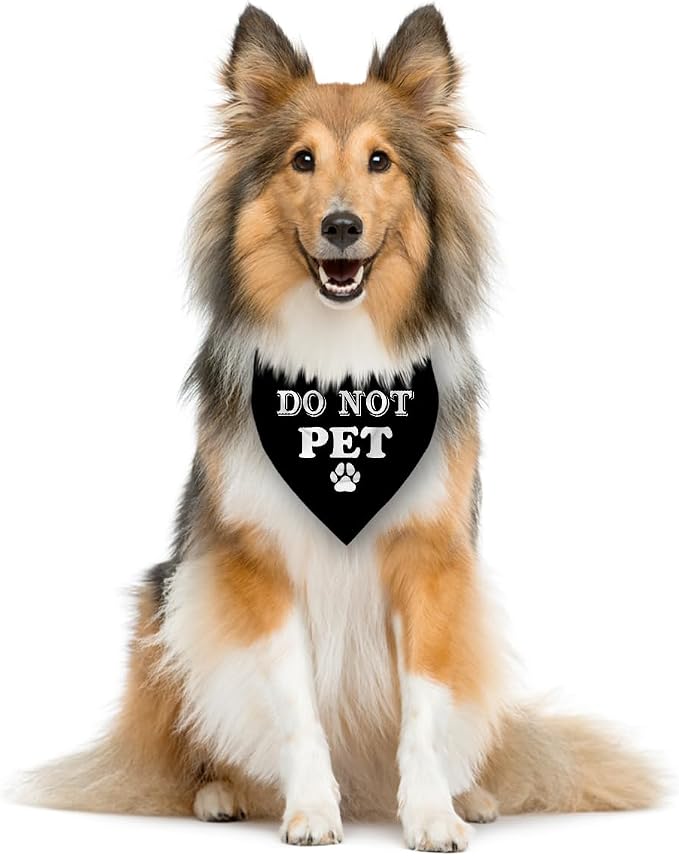 Do Not Pet Dog Bandana, Gift for Dogs Lover, Funny Cute Pet Triangle Scarf - Image 3