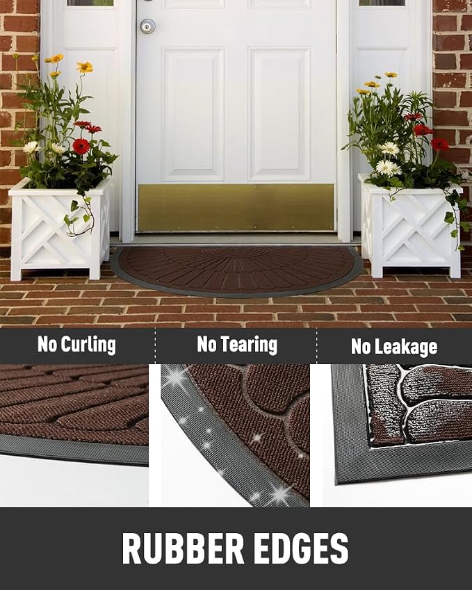 tchdio Door Mat Outdoor Indoor Entrance Doormat-Semicircular Durable Rubber Non - Image 5