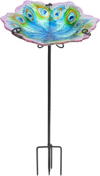 MUMTOP Glass Bird Bath, Garden Outdoor Birdbaths Birdfeeder by MUMTOP