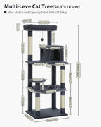 Cat Tree for Large Cats with Metal Plush Big Hammock, 56.3" Cat Tower for - Image 5