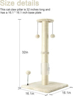 PEEKAB 32" Tall Cat Scratching Post Sisal Rope Scratch Posts - Image 3