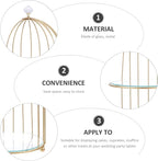 DOITOOL Gold Metal Cupcake Stand Bird Cage Dessert Stand, 2 Tier Dessert - Image 4