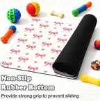 Pink Bow Dog Food Mat for Pet Cat Food Mat, Paws Absorbent Quick Dry Dog Bowl - Image 5