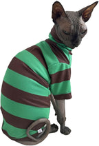 Vintage Stripes Sphynx Hairless Cats Shirt Cotton Cat Turtleneck Pet Clothes - Image 2