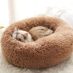 BODISEINT Faux Fur Dog Bed Cat Bed, Shag Round Anti-Anxiety Pet Calming Bed - Image 3