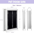 Sliver Pet Door with Panels, Aluminum Dog Door with Automatic Closing Magnetic - Image 2