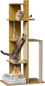 PAKASEPT 65.5" Tall Cat Tree, Cat Bed, Cat Balls, Freestanding Wooden Cat - Image 7