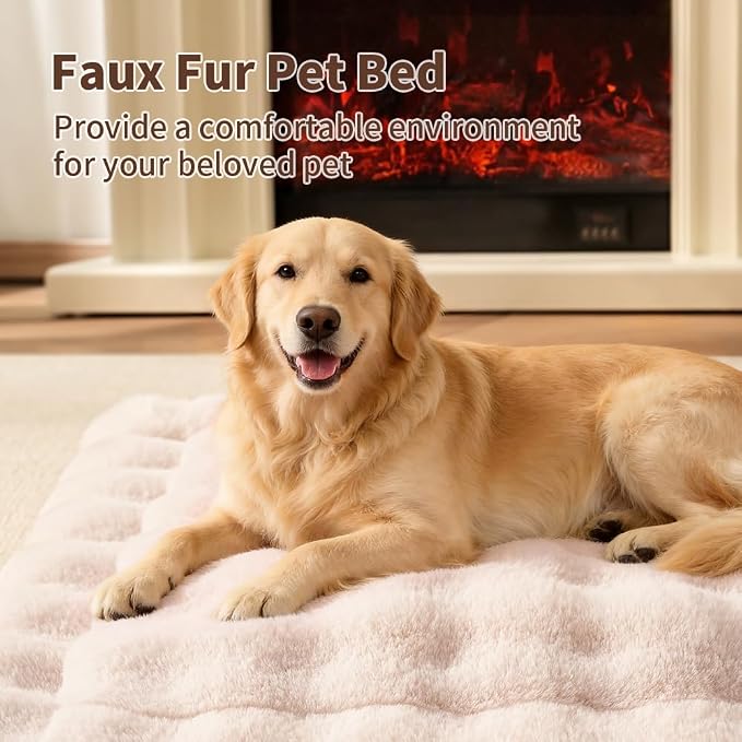Self-Warming Dog Bed, Plush Faux Fur Mat - Image 4