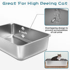 Stainless Steel Litter Box 2 Pack, 19.7"x13.7"x6" Large Metal Litter Box - Image 2