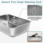 Stainless Steel Litter Box 2 Pack, Medium Metal Litter Box - Image 2