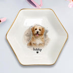 Custom Dog Cat Portrait Ring Dish, Personalized Pet Trinket Dish - Image 4