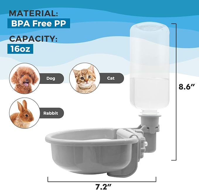 VANNON 16oz Pet Water Bottle, Gravity Dog Water Bowl Dispenser - Image 6