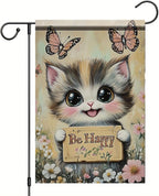 Be Happy Cat Garden Flag 12x18 Inch Double Sided Outdoor Yard Banner Cute Kitten by Unknown