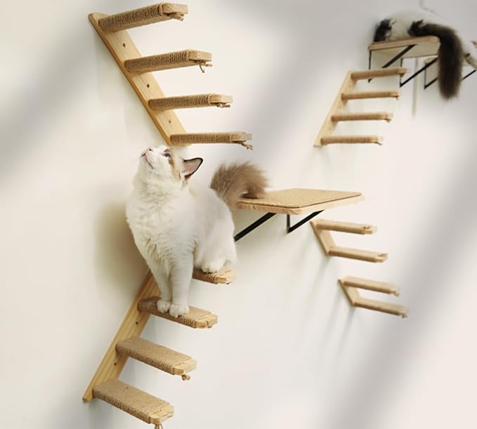 Cat Climbing Shelves Four Stair Shelf Wall Mounted Reversible Left & Right - Image 9