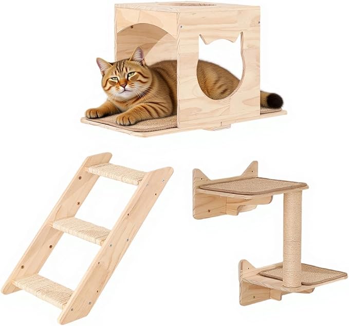 Cat Wall Shelves Set – Wall Mounted Cat Furniture by MIUZMORE