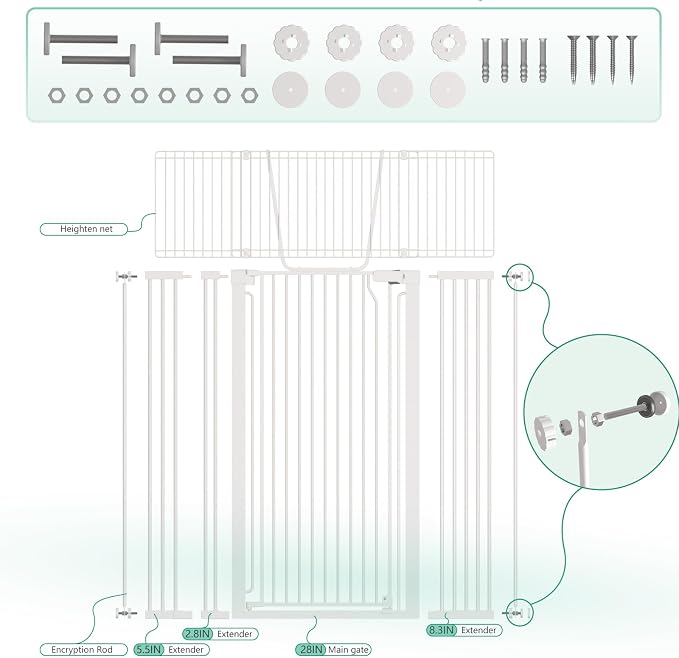 71" Extra Tall Cat Gate for Doorway – 28.5"-48.7" Extra Wide Pet Gate - Image 4