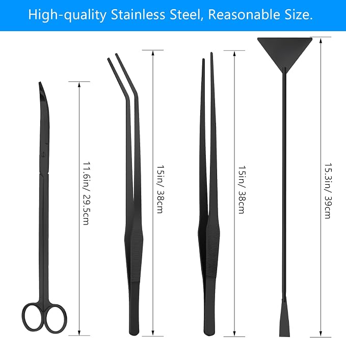 Aquarium Aquascape Tools Kit 15in, 4 in 1 Anti-Rust Aquatic Plant Aquascaping - Image 2