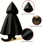 Black Cat Cloak with Hood for Indoor Cats, Funny Superhero Cosplay Halloween - Image 6