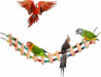 SunGrow Wooden Bird Ladder Bridge, Hanging Exercise Toy, Bird Playground Cage - Image 2
