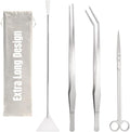 Hiceeden 4 Pcs 15 Inch Long Aquarium Aquascape Tools, Stainless Steel by Hiceeden