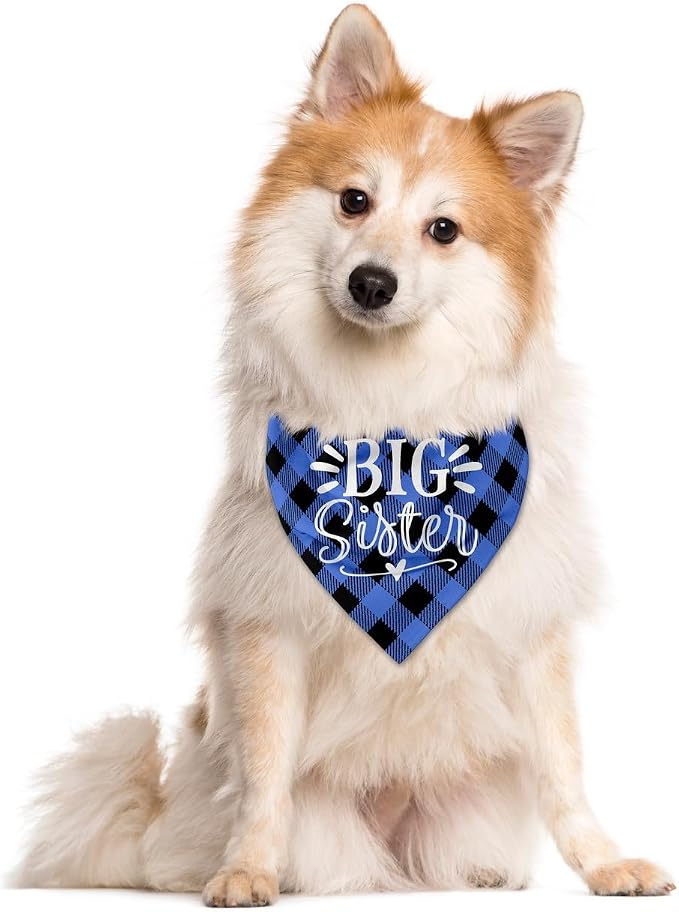 Big Sister Dog Bandanas, Buffalo Plaid Pet Scarf, Pet Dogs Scarf Accessories - Image 3