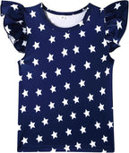 Girls Skirt Set 2 Piece Outfit Toddler Summer Clothes Ruffle Sleeve T-Shirt Bow - Image 4