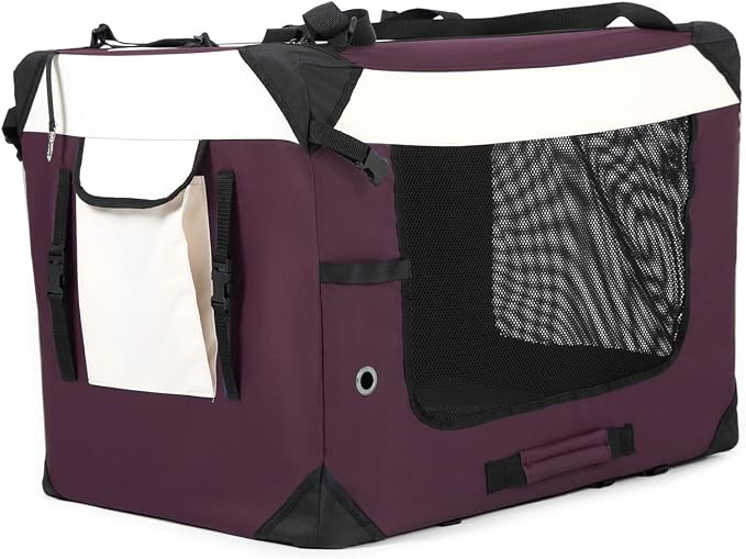 Large Cat Carrier, Collapsible Dog Travel Crate Portable Soft-Sided Pet Carrier - Image 2