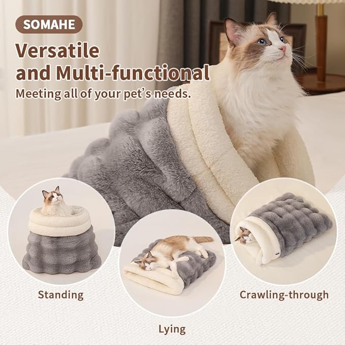 Self-Warming Cat Sleeping Bag, Enclosed Hooded Snuggle Sack - Image 6