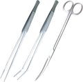 3-Piece Aquascaping Tools Set – 25cm / 9.8in Straight & Curved Long Tweezers by UTK+Usagi+To+Kame