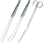 3-Piece Aquascaping Tools Set – 25cm / 9.8in Straight & Curved Long Tweezers by UTK+Usagi+To+Kame