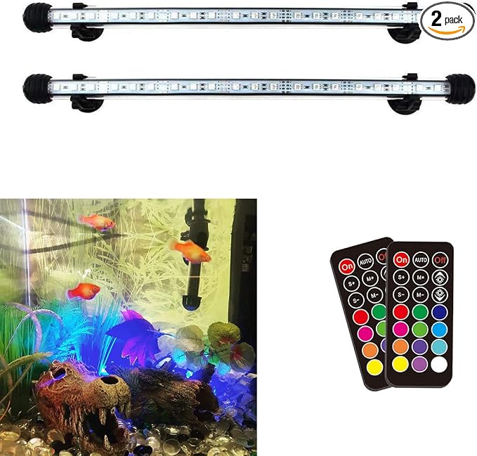 LED Aquarium Light, 2 Pack 15 inches Fish Tank Light RGB Color Underwater Light by COVOART
