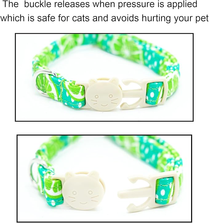Cat Collar-2 Pack Cute Cat Collars Peach & Lemon Print Breakaway - Image 3