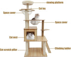 Wood Cat Tree, Modern 5-Tier Wooden Cat Tree, Wooden Tower - Image 3
