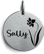 Cats Dogs ID Tags Personalized Engraving Birth Flowers Pattern by Acatinthetree
