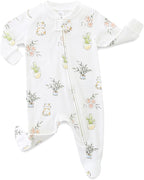 Neutral Baby Clothes Boy Girl Footed Cotton Long Sleeve Double Zipper Onesie by Unknown