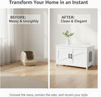 Homhedy Cat Litter Box Enclosure, Wooden Cat Washroom Furniture - Image 3