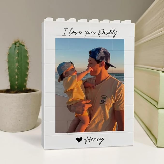 NAZENTI Custom Daddy and Me Brick Photo Block gifts - Image 3