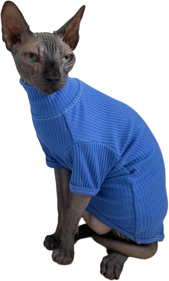 Sphynx Cats Shirt Cat Turtleneck Cotton Sweater Pullover Kitten T-Shirts by Kitipcoo