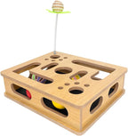 Interactive Wooden Cat Scratch Puzzle Enrichment Box, Cat Nail File Enrichment by MUCAOL