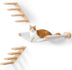 Cat Scraching Post Wall Shelves Set of 3 –1 Floating Fabric Hammock, 2 Cat Wall by PELUOMOZ