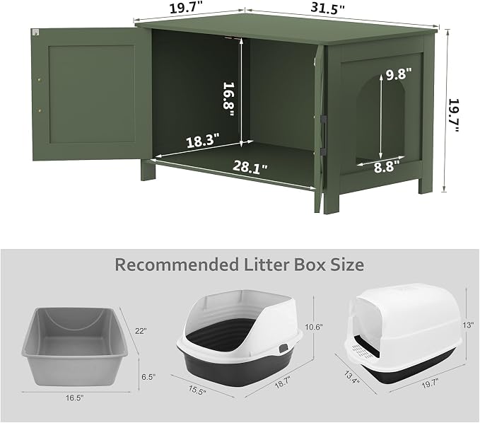 Homhedy Cat Litter Box Enclosure, Litter Box Furniture Hidden - Image 5
