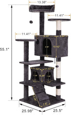54-inch Cat Tree with Sisal-Covered Scratching Posts, Sturdy Standing Cat Tower - Image 3