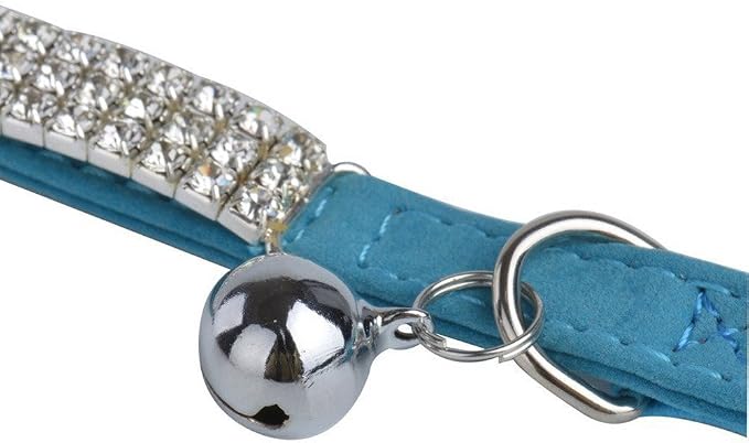 CHUKCHI Soft Velvet Safe Cat Adjustable Collar Bling Diamante - Image 3